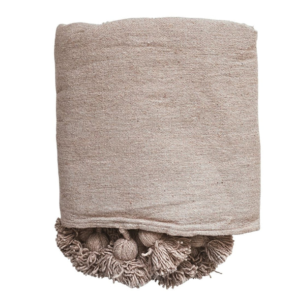 vtwonen MÔMÉ Plaid Pom Pom - taupe - 145 x 155 cm