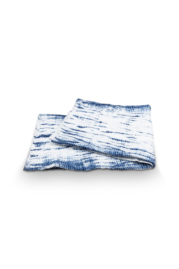 vtwonen vtwonen - Tie-Dye Plaid - Katoen - 130x170cm - Blauw Wit