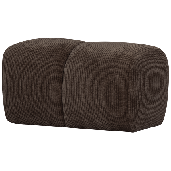 Vtwonen WOOOD Mojo Poef - Ribstof - Bruin - 80x60x45