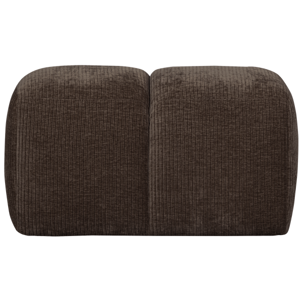 vtwonen WOOOD Mojo poef - Ribstof - Bruin - 80x60x45