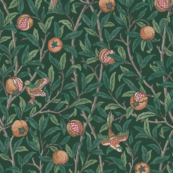 vtwonen William Morris at Home vliesbehang Bird & Pomegranate Deep Green