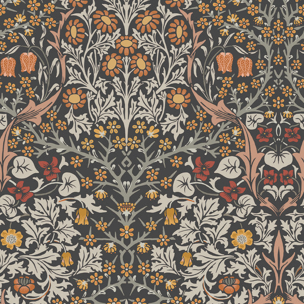 vtwonen William Morris at Home vliesbehang Blackthorn Charcoal & Burnt Orange