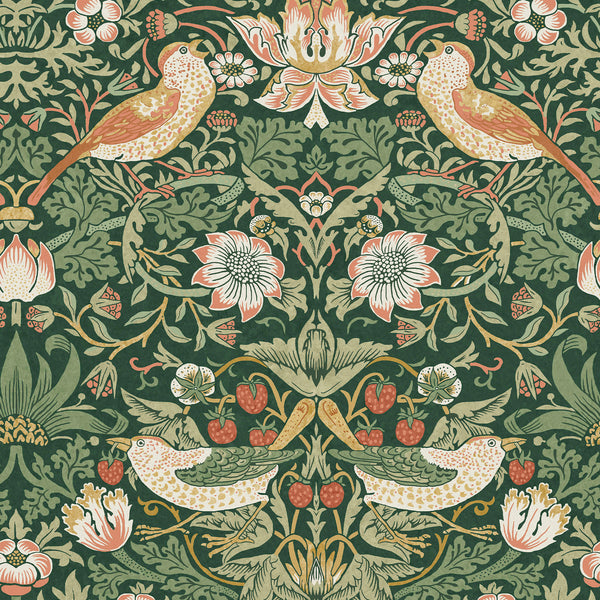 vtwonen William Morris at Home vliesbehang Strawberry Thief Rich Green vtwonen William Morris at Home vliesbehang Strawberry Thief Rich Green
