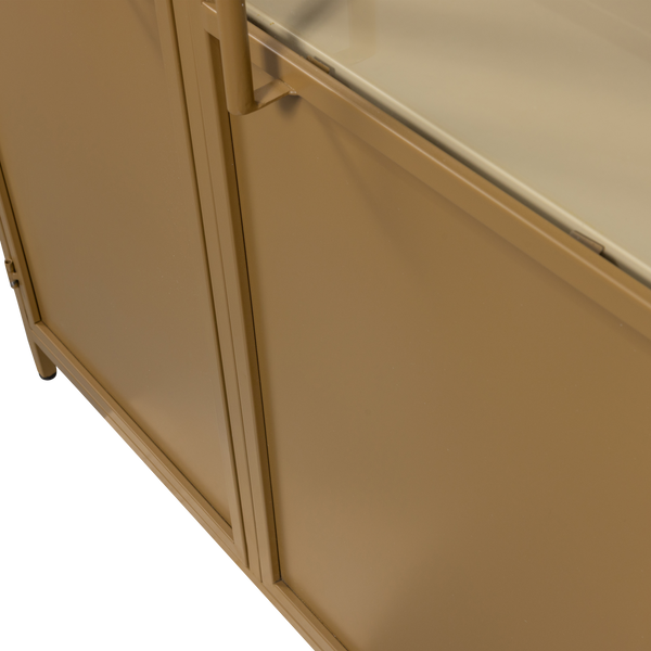 Vtwonen WOOOD 2-deurs Vitrinekast XL Exhibit - Metaal - Geel - 200x99x44 Cm