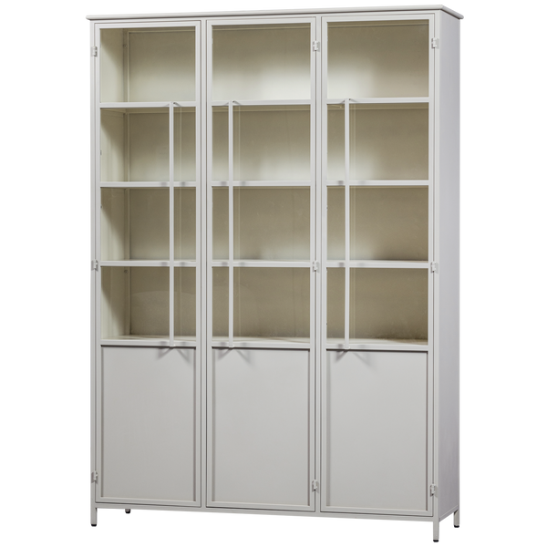 Vtwonen WOOOD 3-deurs Vitrinekast XL Exhibit - Metaal - Zand - 200x140x44