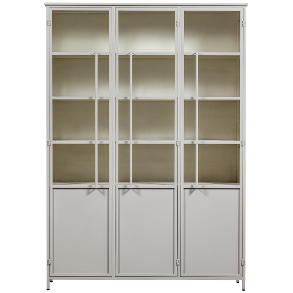 vtwonen WOOOD 3-deurs vitrinekast XL Exhibit - Metaal - Zand - 200x140x44