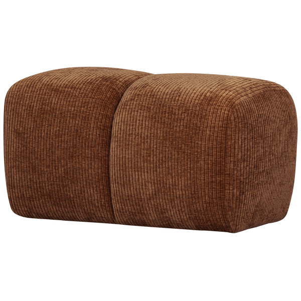 Vtwonen WOOOD Mojo Poef - Ribstof - Roest Bruin - 80x60x45