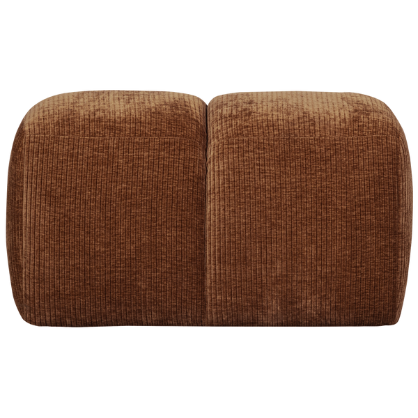 vtwonen WOOOD Mojo poef - Ribstof - Roest Bruin - 80x60x45