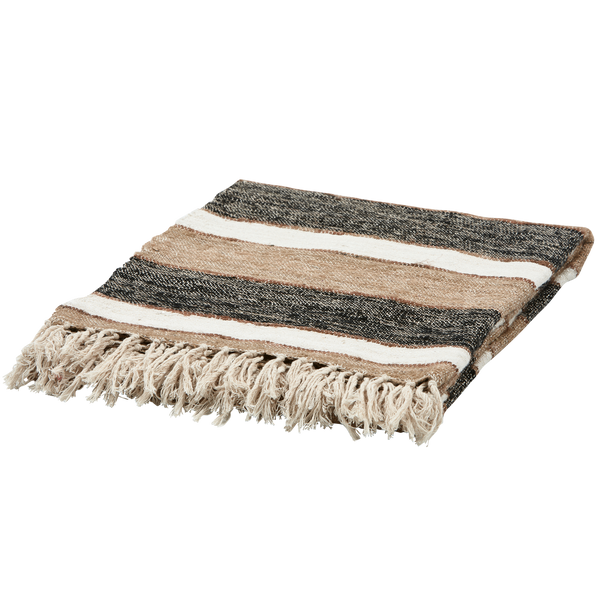 vtwonen WOOOD plaid Beek- Katoen - Zwart/Naturel - 130x170x1