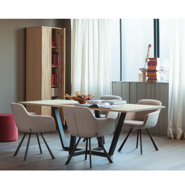 Vtwonen WOOOD Poef Hoog Sara - Velvet - Raspberry - 46xØ46cm