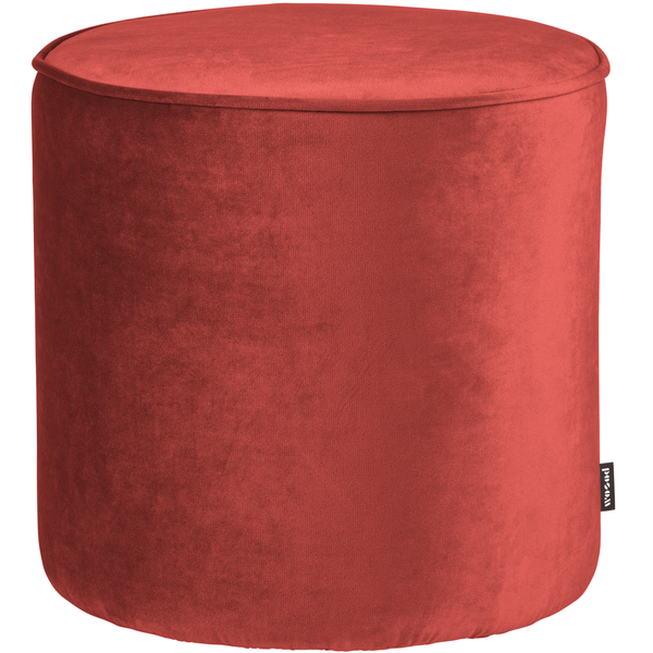 Vtwonen WOOOD Poef Hoog Sara - Velvet - Raspberry - 46xØ46cm
