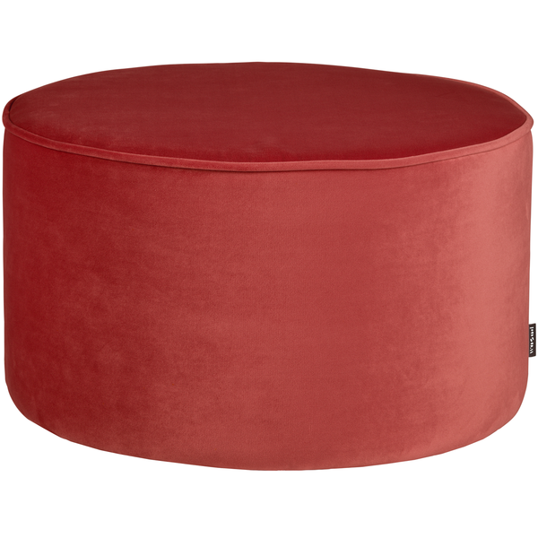 Vtwonen WOOOD Poef Laag Sara - Velvet - Raspberry - 36xØ60cm