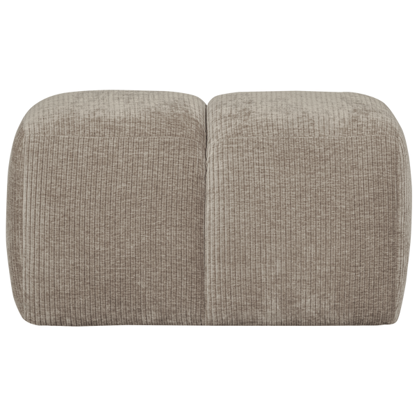 vtwonen WOOOD poef Mojo - Geweven Ribstof - Donker Zand - 80x60x45