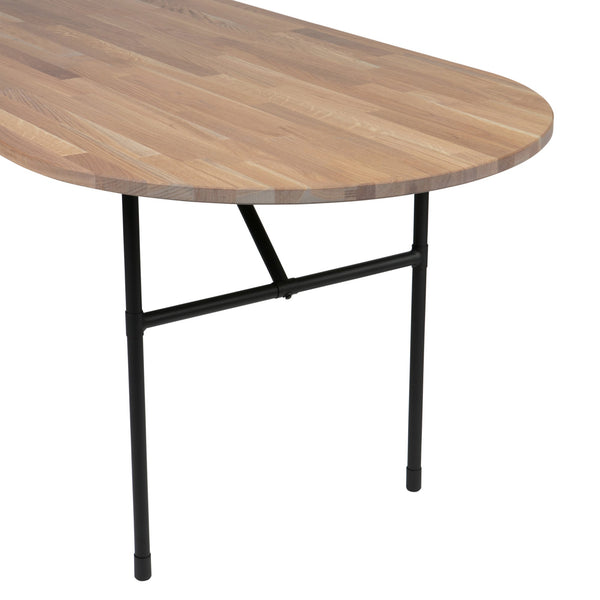 vtwonen WOOOD tafelblad ovaal incl. h-poot Tablo - Onbehandeld - Eiken/Metaal