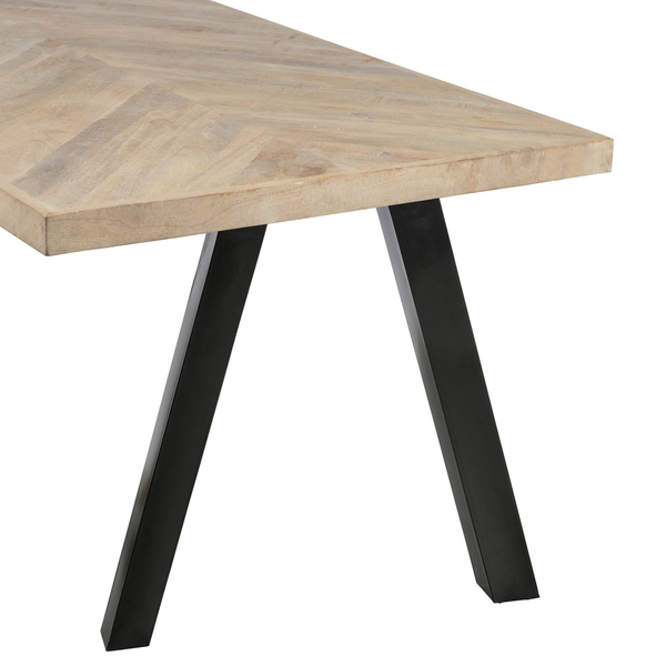 vtwonen WOOOD tafelblad Tablo - Mango Visgraat - White Wash - 5 5x200x90