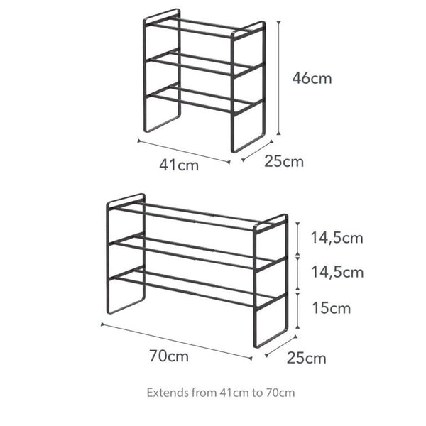 Vtwonen Yamazaki Schoenenrek Uitschuifbaar - Frame - 3 Niveaus - Zwart