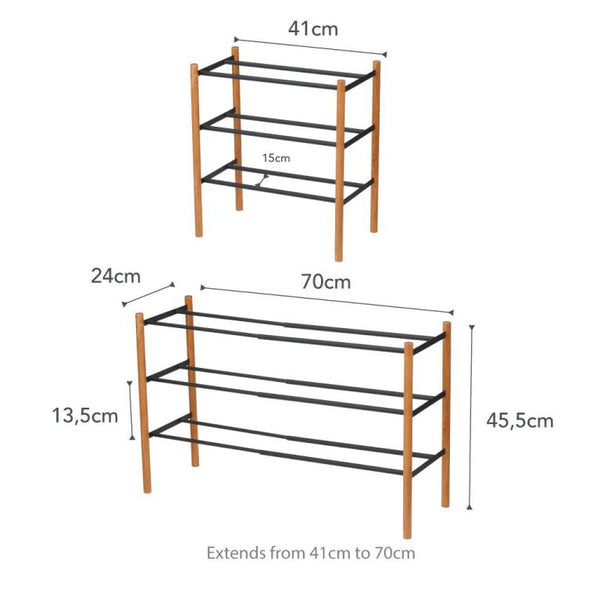 Vtwonen Yamazaki Schoenenrek Uitschuifbaar - Plain - Zwart