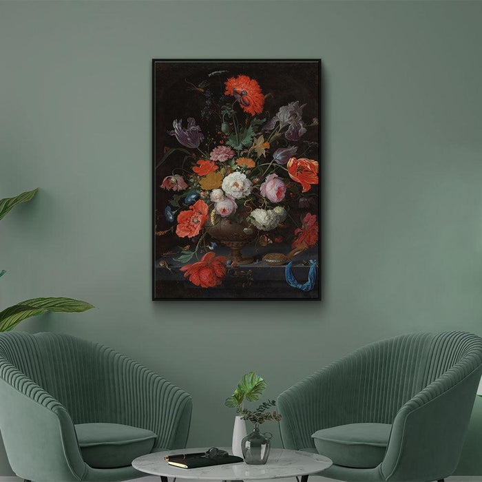 Walljar Mignon - Stilleven Met Bloemen En Een Horloge