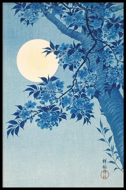 walljar Ohara Koson - Blossoming Cherry On A Moonlit Night