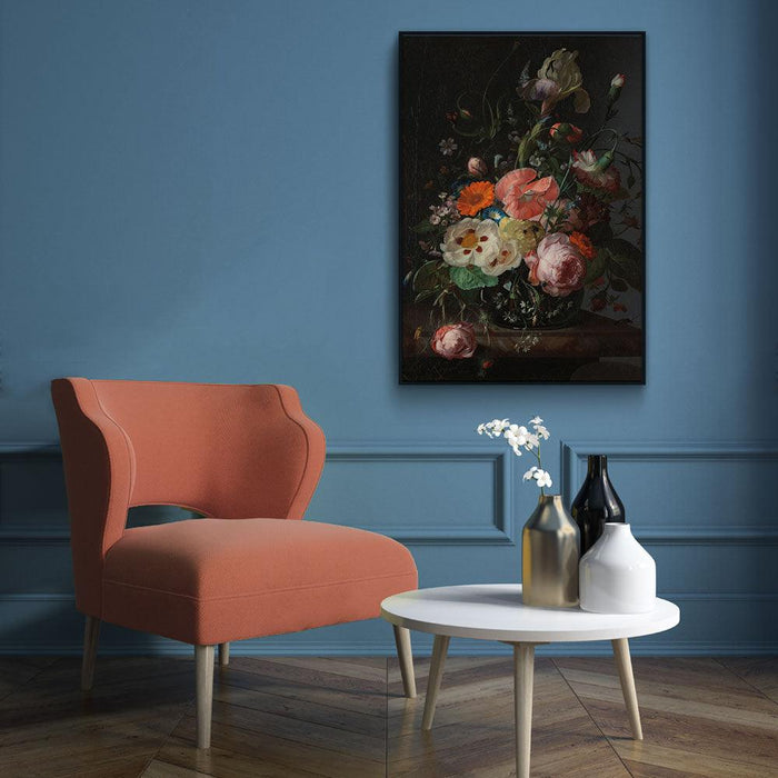 Walljar Rachel Ruysch - Stilleven Met Bloemen Op Marmeren Tafelblad