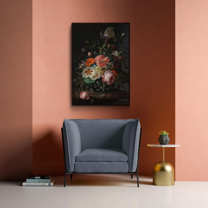 Walljar Rachel Ruysch - Stilleven Met Bloemen Op Marmeren Tafelblad