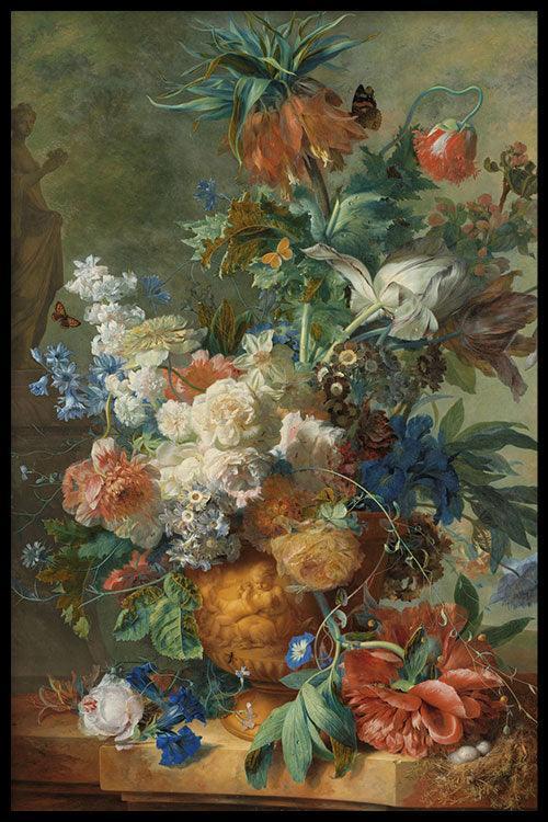walljar Van Huysum - Stilleven met Bloemen en Vlinders