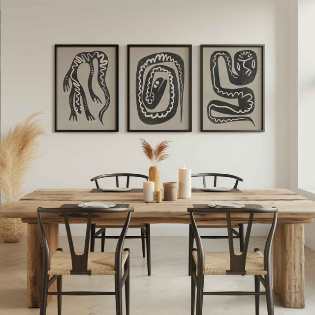 walljar Abstracte Gekko Drieluik