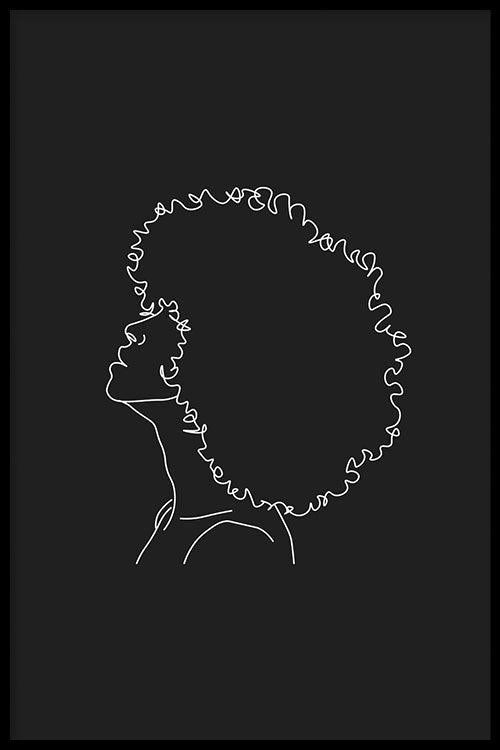 Walljar Afro Woman Line Art