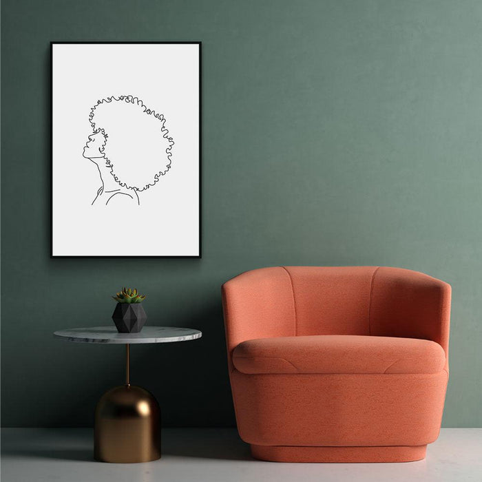 Walljar Afro Woman Line Art