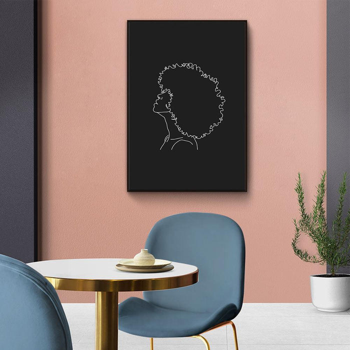 Walljar Afro Woman Line Art