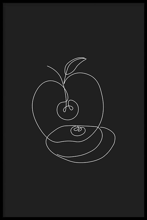 Walljar Apple Line Art