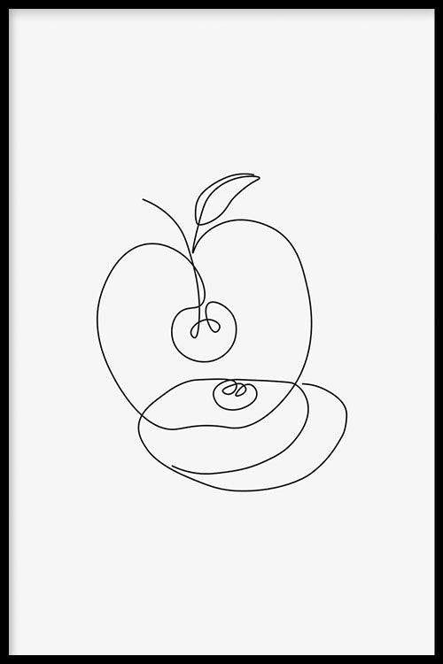 walljar Apple Line Art