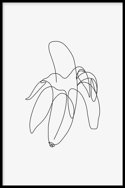 walljar Banana Line Art