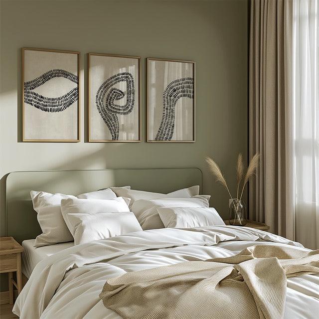 walljar Black and White Abstract Drieluik