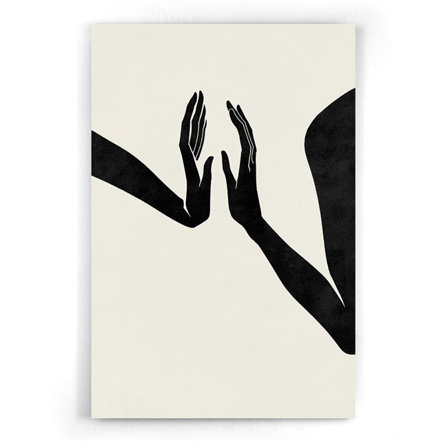 Walljar Black And White - Arms And Hands Drieluik