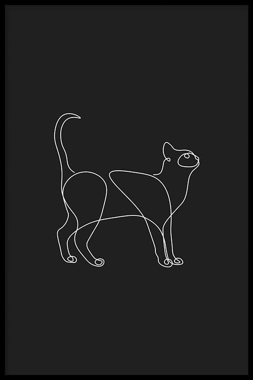 Walljar Cat Line Art