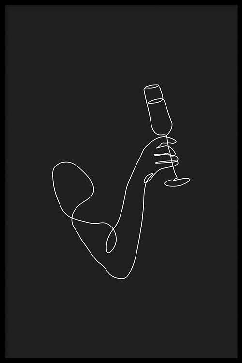 Walljar Champagne Line Art