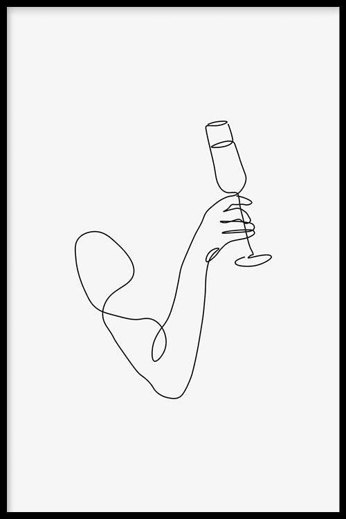 walljar Champagne Line Art