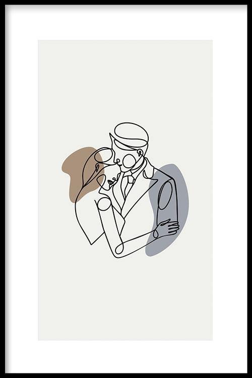 walljar Couple Line Art