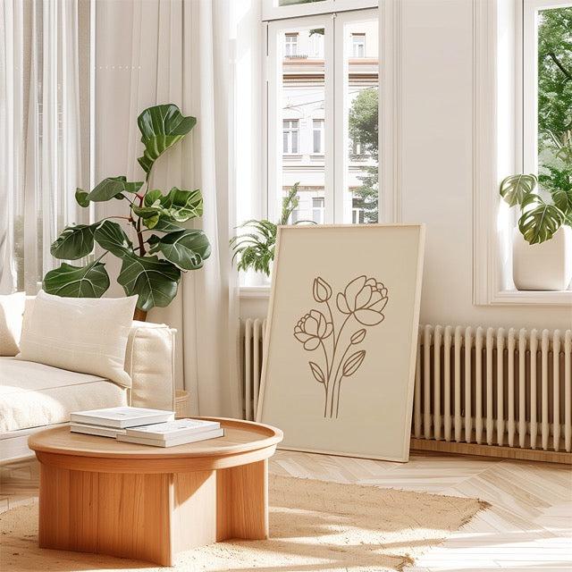 Walljar Flower Bouquet Line Art Poster