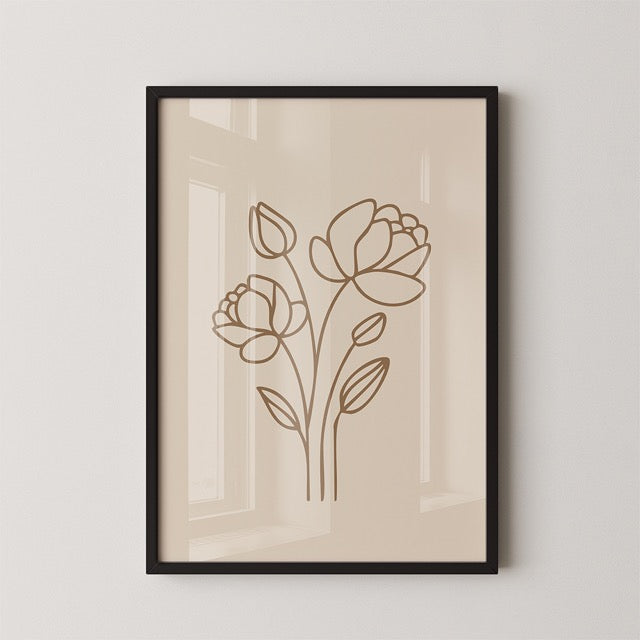 Walljar Flower Bouquet Line Art Poster