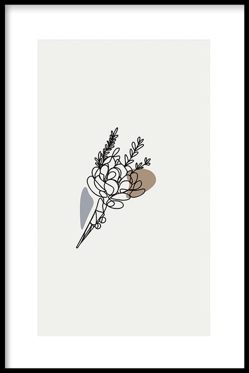 walljar Flower Line Art