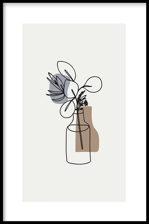 walljar Flower Vase Line Art