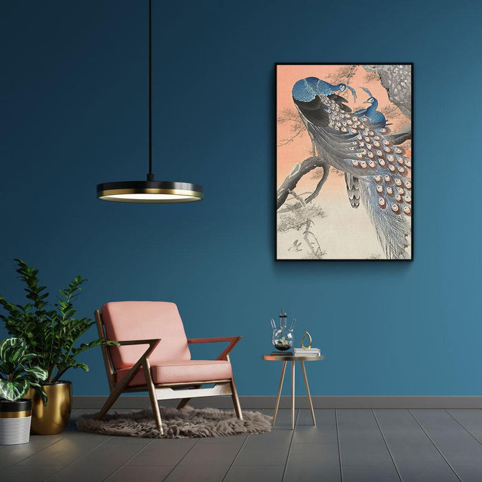 Walljar Ohara Koson - Two Peacocks On Tree Branch