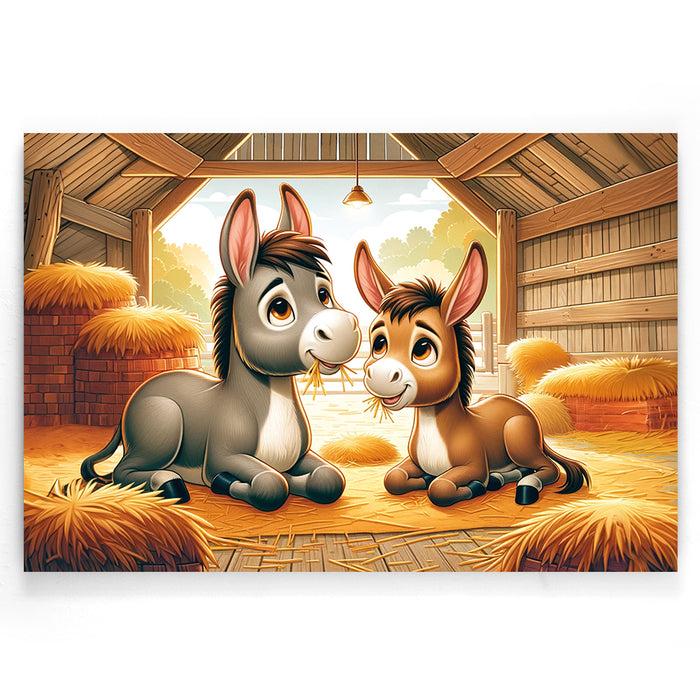 walljar Rustieke kalmte - ezels in de schuur