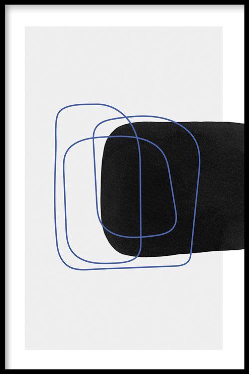 walljar Shape Blue Line