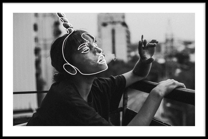 walljar Smoking Unicorn Girl