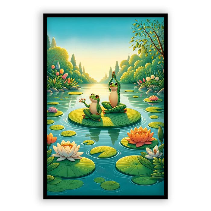 Walljar Yoga Kikkers Op Waterlelie