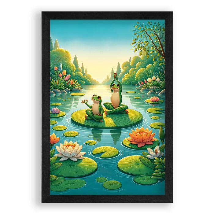 Walljar Yoga Kikkers Op Waterlelie