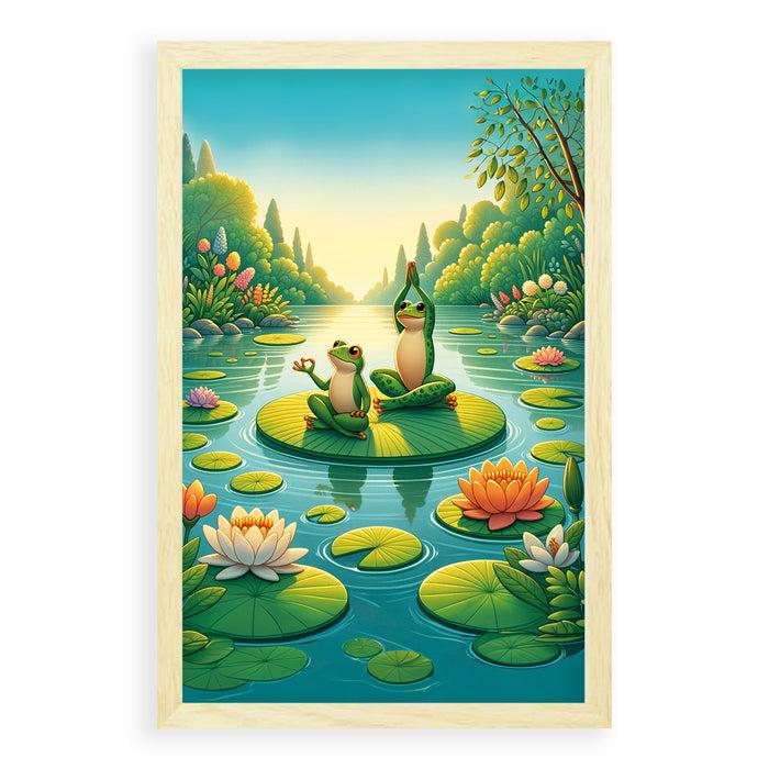 Walljar Yoga Kikkers Op Waterlelie
